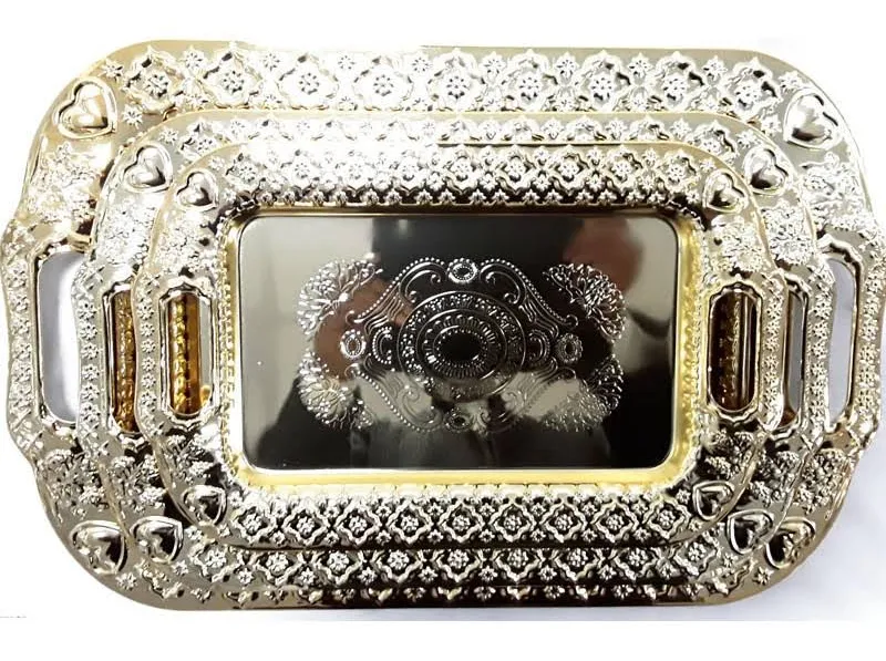 Gold Oblong Tray 3pc
